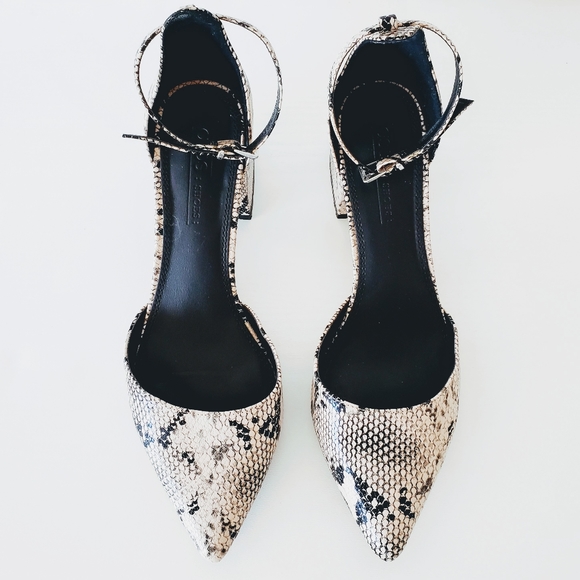 ASOS | Snake Print Pointy Toe Low Block Heels - Picture 2 of 8